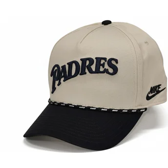 Cappellino snapback beige e nero con visiera curva Rise Structured dei San Diego Padres MLB di Nike