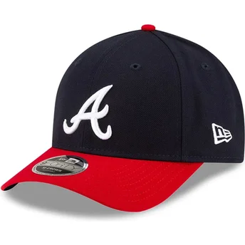 Cappellino visiera curva blu marino e rosso snapback 9FORTY M-Crown Player Replica di Atlanta Braves MLB di New Era
