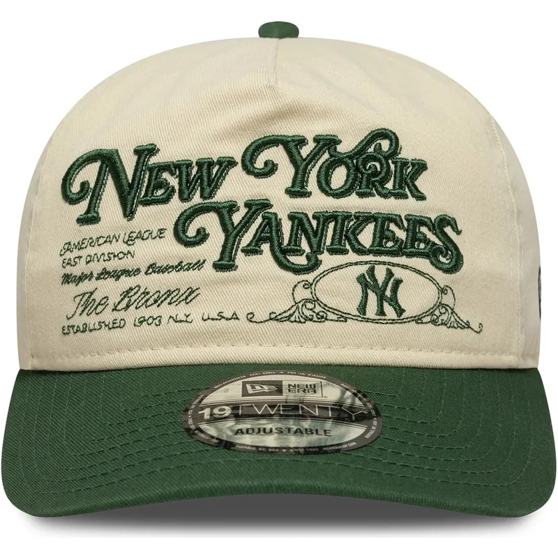 cappellino-curva-beige-e-verde-regolabile-19twenty-washed-graphic-di-new-york-yankees-mlb-di-new-era