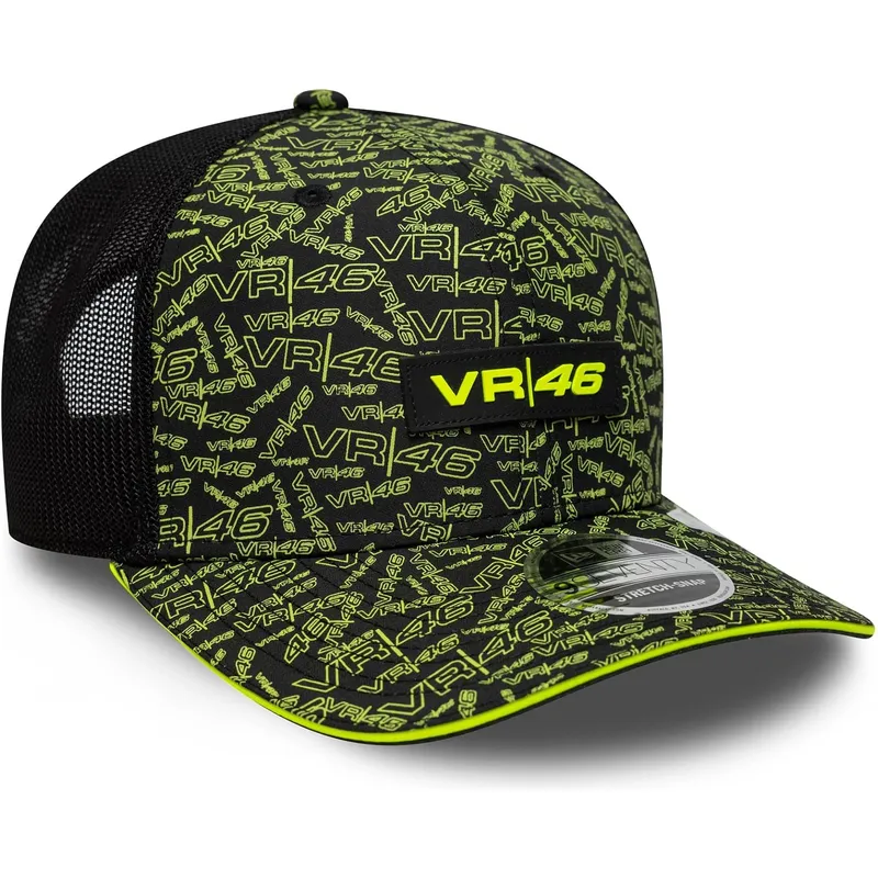 cappellino-trucker-nero-e-giallo-9seventy-stretch-snap-all-over-print-di-valentino-rossi-vr46-motogp-di-new-era