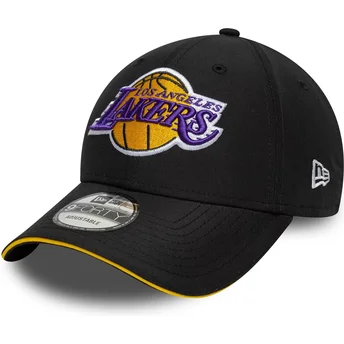 Cappellino curvo nero regolabile 9FORTY Microfibre dei Los Angeles Lakers NBA di New Era
