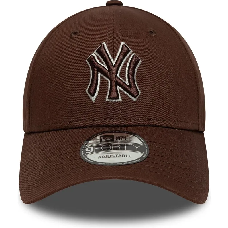 cappellino-curvo-marrone-regolabile-con-logo-marrone-9forty-outline-di-new-york-yankees-mlb-di-new-era