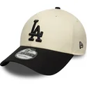 cappellino-con-visiera-curva-beige-e-nero-regolabile-9forty-colour-block-dei-los-angeles-dodgers-mlb-di-new-era