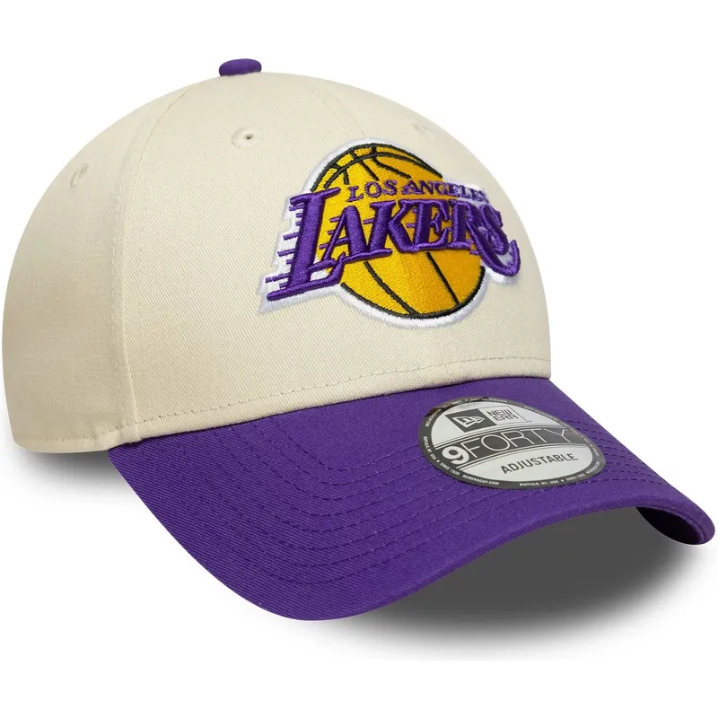 cappellino-con-visiera-curva-beige-e-viola-regolabile-9forty-colour-block-dei-los-angeles-lakers-nba-di-new-era