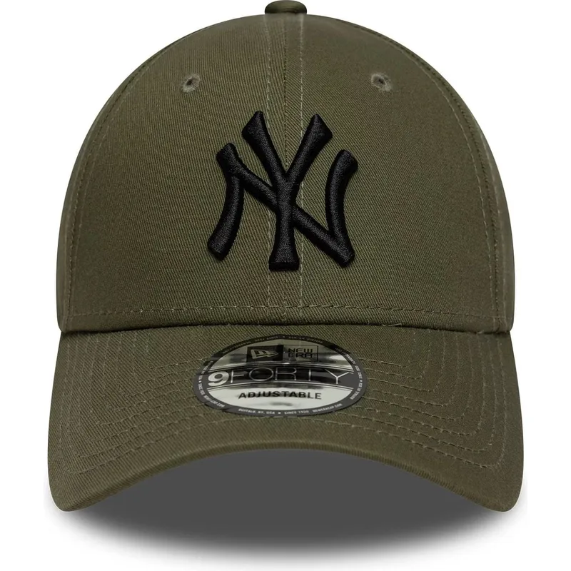 cappellino-con-visiera-curva-verde-regolabile-con-logo-nero-9forty-league-essential-di-new-york-yankees-mlb-di-new-era