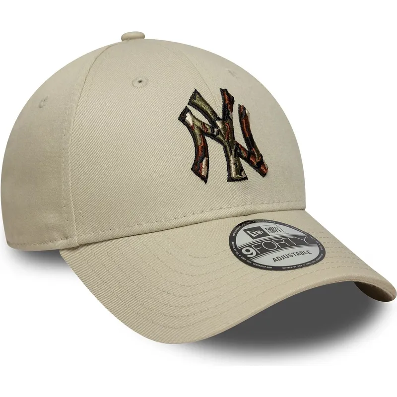 cappellino-curvo-beige-regolabile-9forty-camo-infill-di-new-york-yankees-mlb-di-new-era