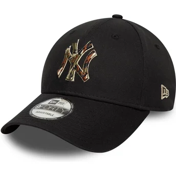 Cappellino curvo nero regolabile 9FORTY Camo Infill di New York Yankees MLB di New Era