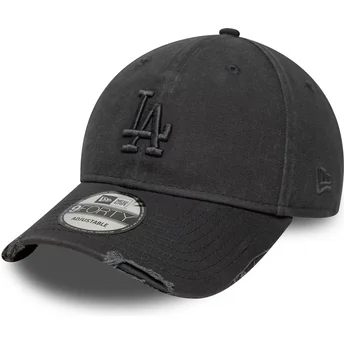 Cappellino curvo grigio regolabile con logo grigio 9FORTY Wash Distress dei Los Angeles Dodgers MLB di New Era