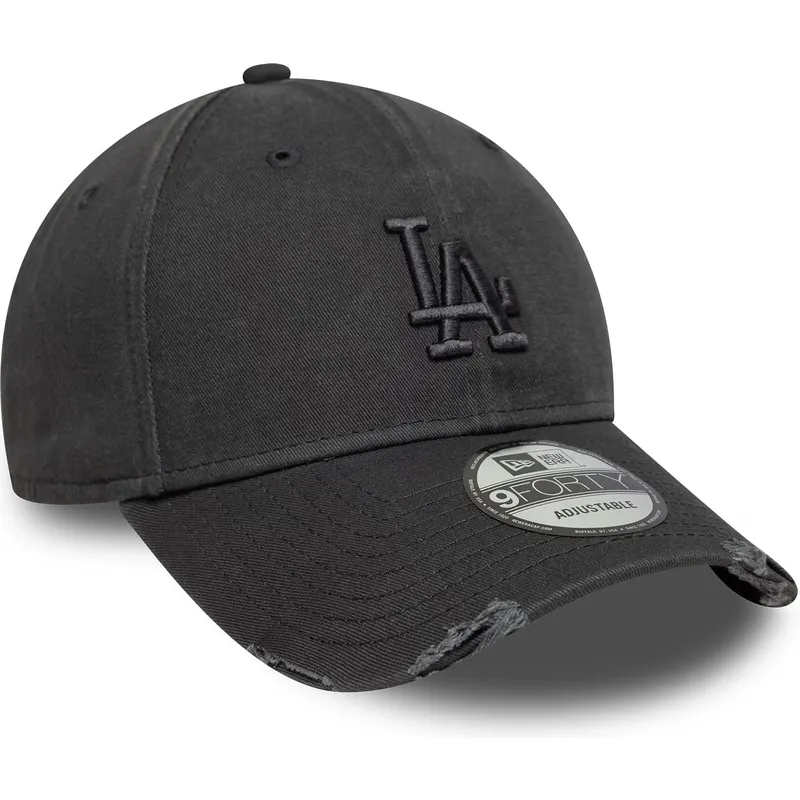 cappellino-curvo-grigio-regolabile-con-logo-grigio-9forty-wash-distress-dei-los-angeles-dodgers-mlb-di-new-era