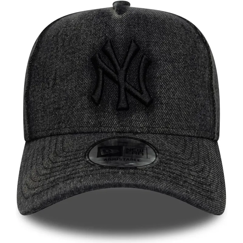 cappellino-curvo-nero-snapback-9forty-e-frame-denim-di-new-york-yankees-mlb-di-new-era