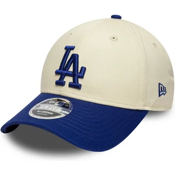 Cappellino curvo beige e blu snapback 9FORTY M-Crown dei Los Angeles Dodgers MLB di New Era