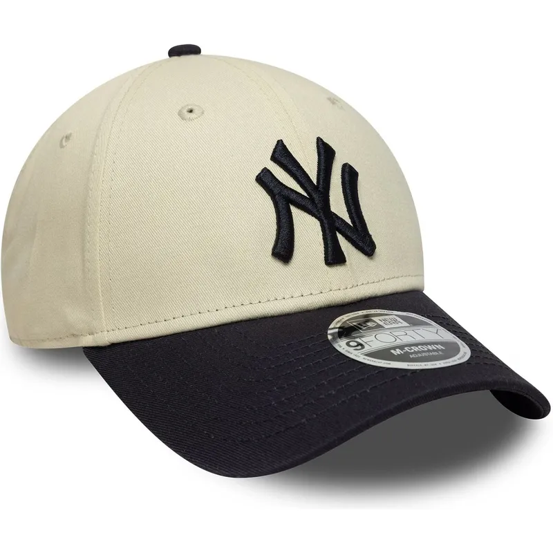 cappellino-curvo-beige-e-blu-marino-snapback-9forty-m-crown-dei-new-york-yankees-mlb-di-new-era