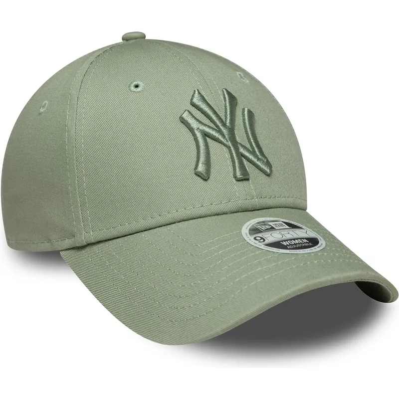 cappellino-con-visiera-curva-verde-chiaro-regolabile-con-logo-verde-da-donna-9forty-league-essential-dei-new-york-yankees-mlb-di