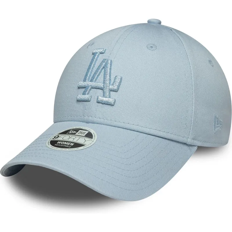 new-era-curved-brim-women-blue-logo-9forty-metallic-logo-los-angeles-dodgers-mlb-light-blue-adjustable-cap