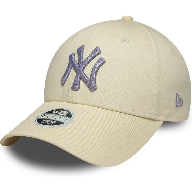 cappellino-curvo-beige-regolabile-con-logo-viola-da-donna-9forty-metallic-logo-dei-new-york-yankees-mlb-di-new-era