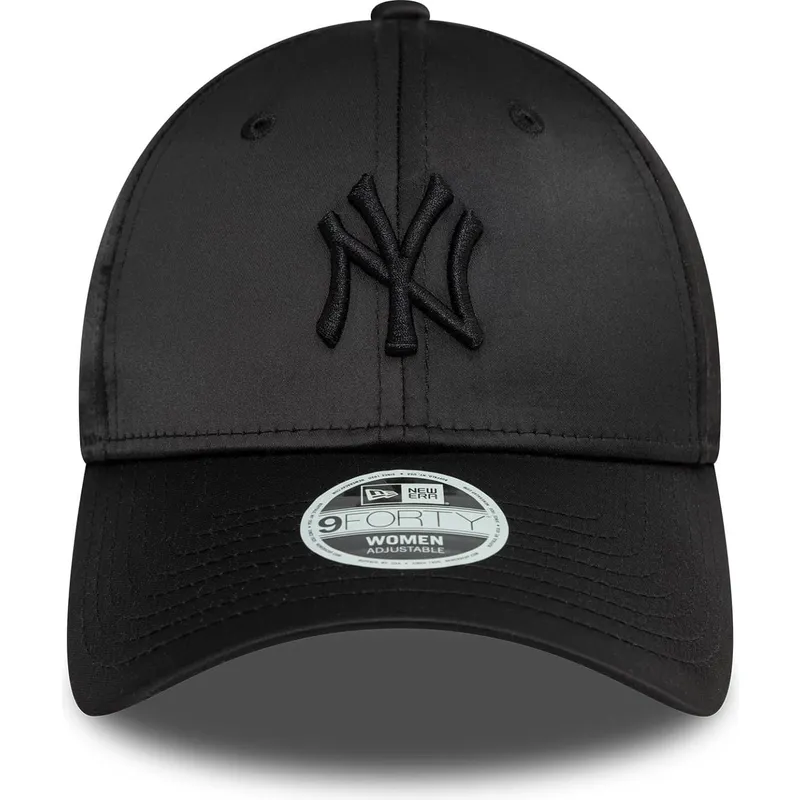 cappellino-curvo-nero-snapback-con-logo-nero-da-donna-9forty-satin-di-new-york-yankees-mlb-di-new-era