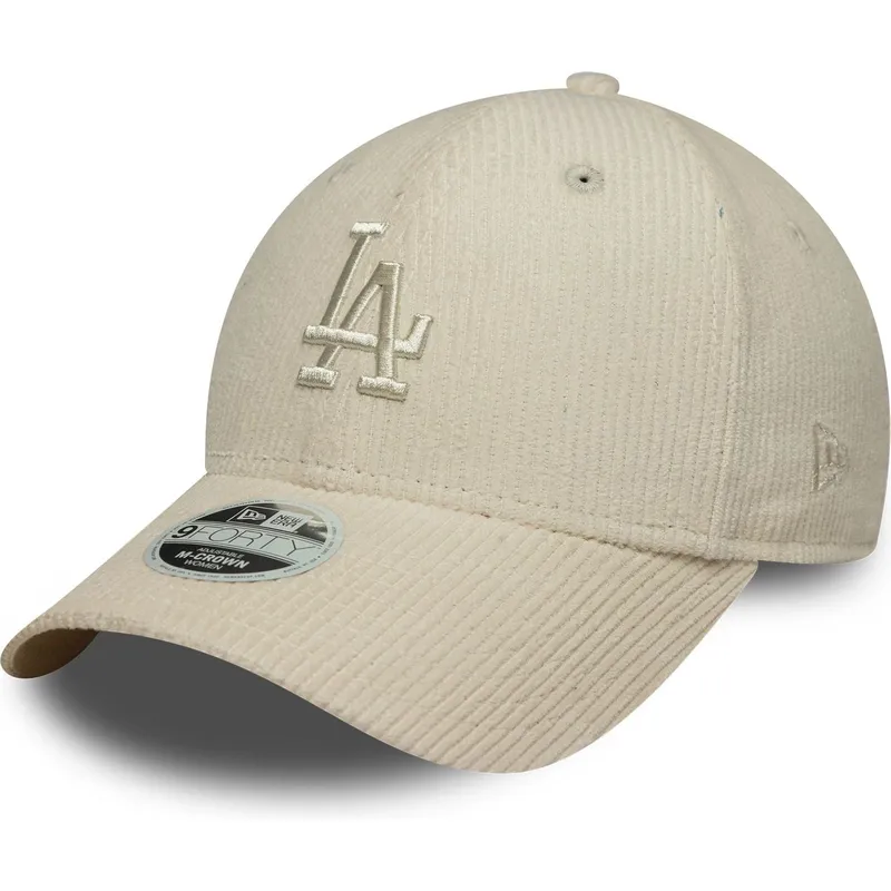 cappellino-curvo-beige-regolabile-con-logo-beige-da-donna-9forty-m-crown-pastel-cord-dei-los-angeles-dodgers-mlb-di-new-era