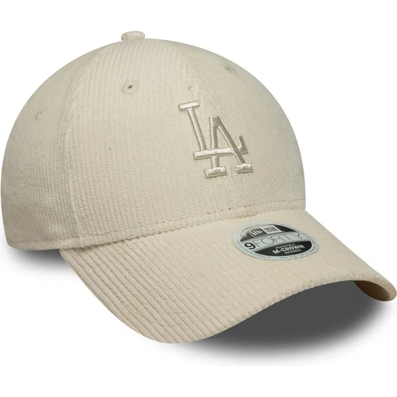 cappellino-curvo-beige-regolabile-con-logo-beige-da-donna-9forty-m-crown-pastel-cord-dei-los-angeles-dodgers-mlb-di-new-era