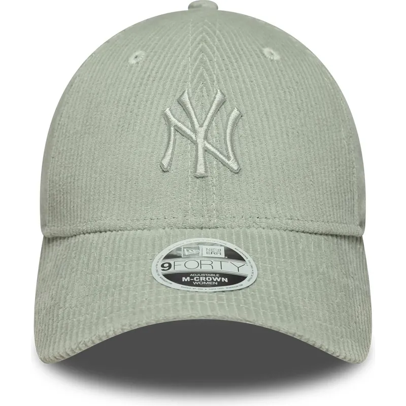 cappellino-con-visiera-curva-verde-chiaro-regolabile-con-logo-verde-da-donna-9forty-m-crown-pastel-cord-dei-new-york-yankees-mlb