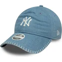 cappellino-curvo-blu-regolabile-da-donna-9twenty-denim-stitch-dei-new-york-yankees-mlb-di-new-era
