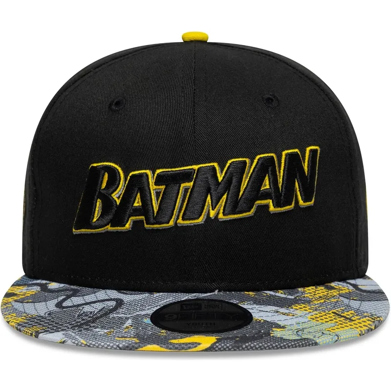 cappello-piatto-nero-snapback-per-bambino-9fifty-di-batman-dc-comics-di-new-era