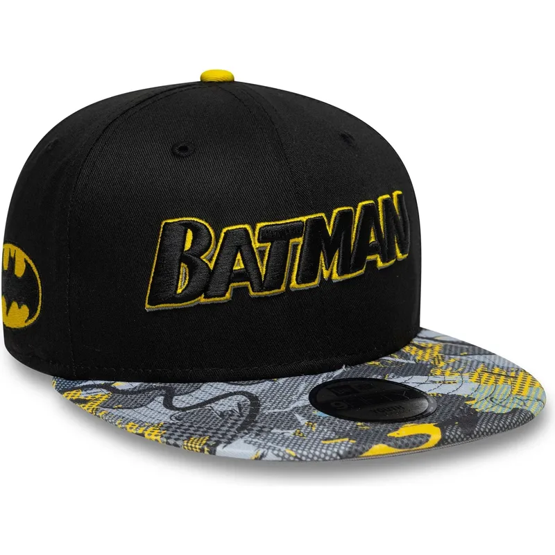 cappello-piatto-nero-snapback-per-bambino-9fifty-di-batman-dc-comics-di-new-era