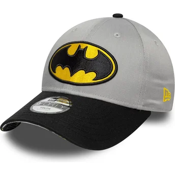Cappellino curvo grigio e nero regolabile per bambino 9FORTY di Batman DC Comics di New Era