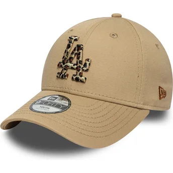 New Era Curved Brim Youth 9FORTY Animal Infill Los Angeles Dodgers MLB Brown Adjustable Cap