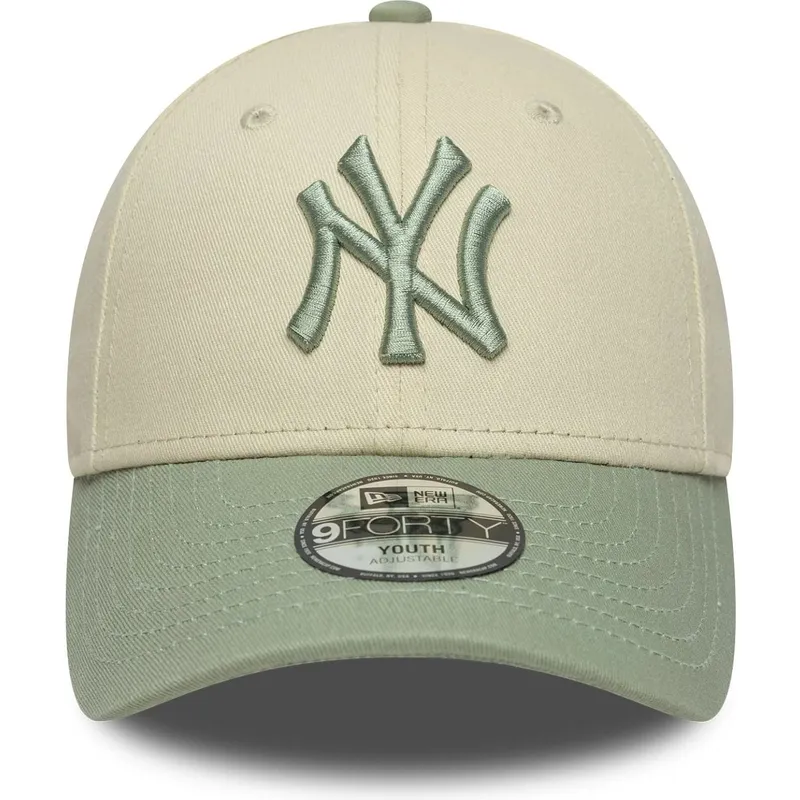 cappellino-curvo-beige-e-verde-regolabile-per-bambino-9forty-league-essential-dei-new-york-yankees-mlb-di-new-era