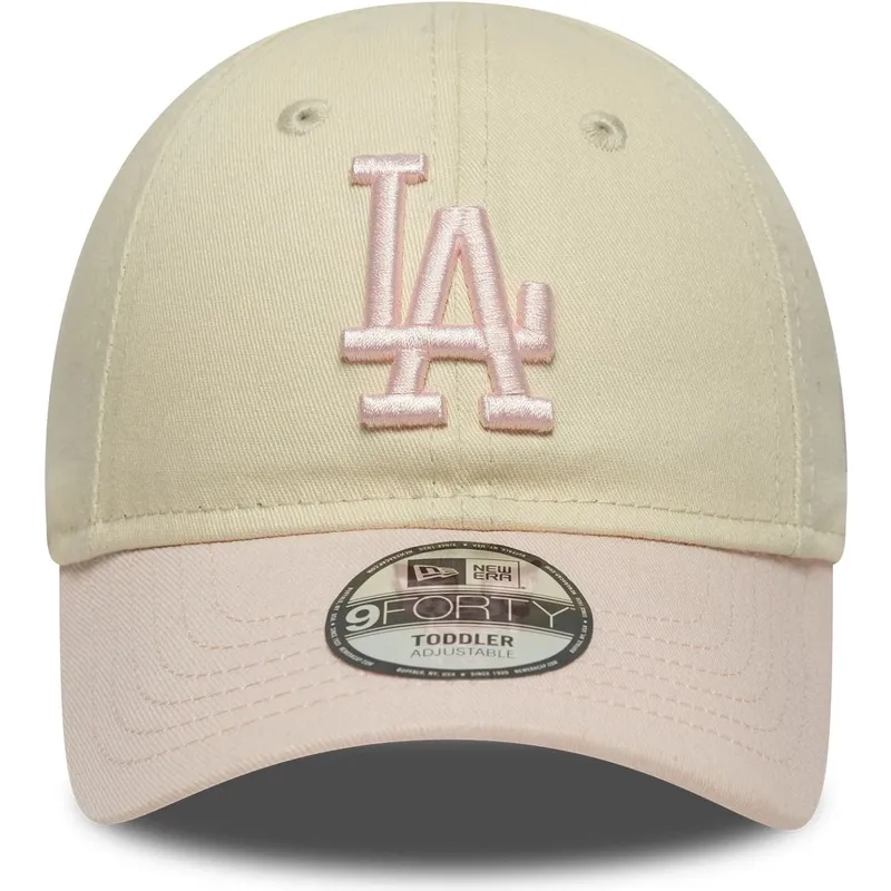 cappellino-curvo-beige-e-rosa-regolabile-per-bambino-piccolo-9forty-league-essential-dei-los-angeles-dodgers-mlb-di-new-era