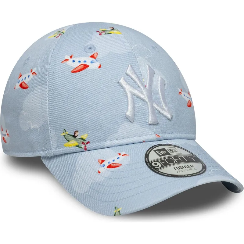 cappellino-curvo-azzurro-chiaro-regolabile-per-bambino-piccolo-9forty-plane-all-over-print-dei-new-york-yankees-mlb-di-new-era