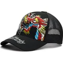 cappellino-trucker-nero-dragon-and-roses-graphic-di-ed-hardy