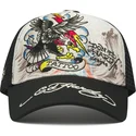 cappellino-trucker-bianco-e-nero-tattoo-eagle-graphic-di-ed-hardy