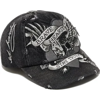 Cappellino curvo nero regolabile Brave Hearts di Ed Hardy