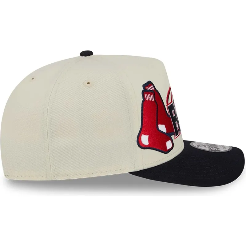 cappellino-curvo-beige-e-nero-snapback-9fifty-a-frame-classic-di-boston-red-sox-mlb-di-new-era