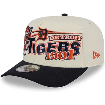 Cappellino curvo beige e blu marino snapback 9FIFTY A Frame Classic di Detroit Tigers MLB di New Era