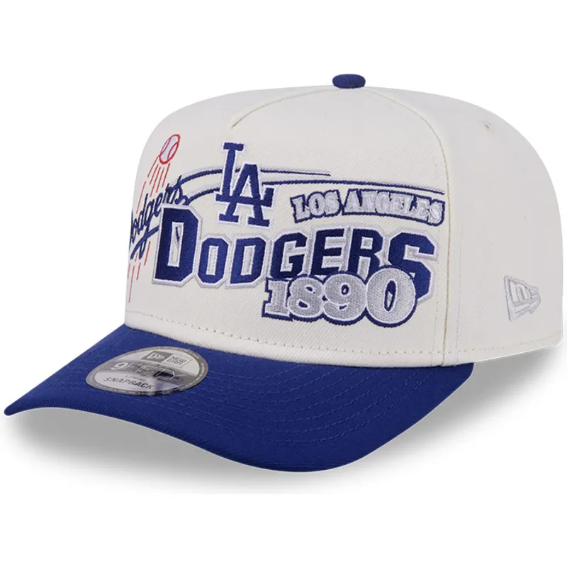 cappellino-curvo-beige-e-blu-snapback-9fifty-a-frame-classic-dei-los-angeles-dodgers-mlb-di-new-era