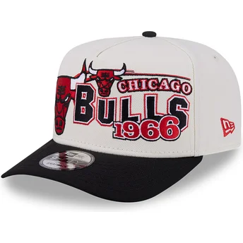 Cappellino curvo beige e nero snapback 9FIFTY A Frame Classic di Chicago Bulls NBA di New Era