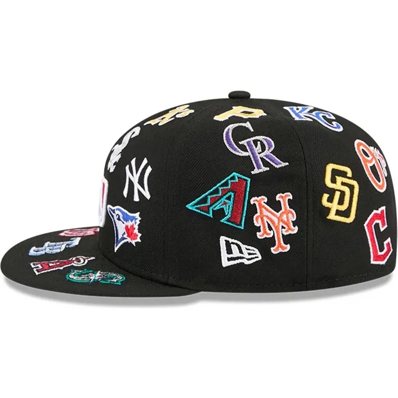 cappello-piatto-nero-aderente-59fifty-all-over-di-mlb-di-new-era