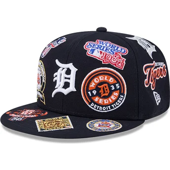 Cappello piatto blu marino chiuso 59FIFTY All Over dei Detroit Tigers MLB di New Era