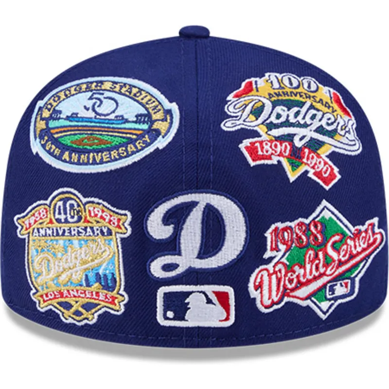 cappello-piatto-blu-regolabile-59fifty-all-over-logos-dei-los-angeles-dodgers-mlb-di-new-era