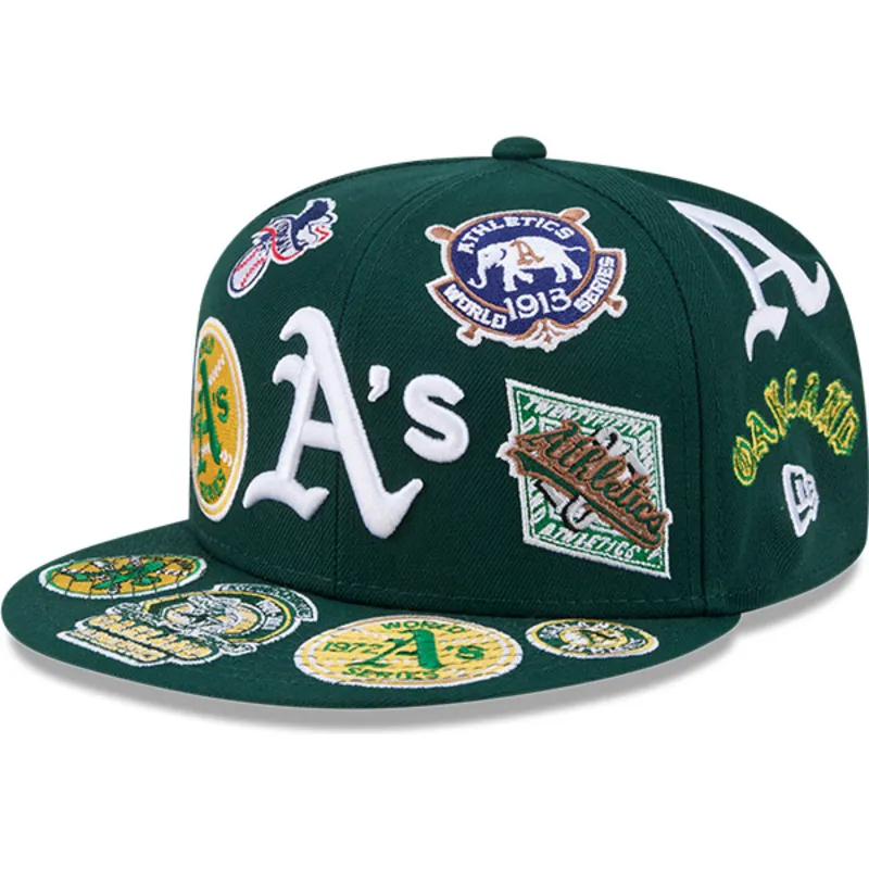 cappello-piatto-verde-regolabile-59fifty-all-over-degli-oakland-athletics-mlb-di-new-era