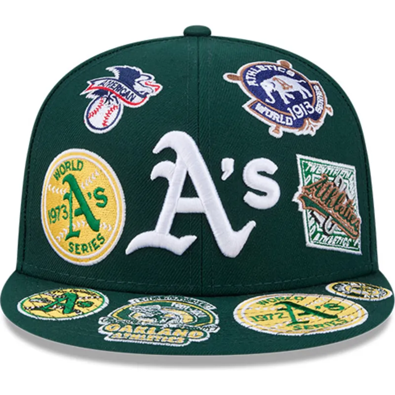 cappello-piatto-verde-regolabile-59fifty-all-over-degli-oakland-athletics-mlb-di-new-era