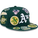 cappello-piatto-verde-regolabile-59fifty-all-over-degli-oakland-athletics-mlb-di-new-era