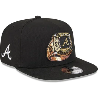 Cappello piatto nero snapback 9FIFTY A Frame Ring degli Atlanta Braves MLB di New Era
