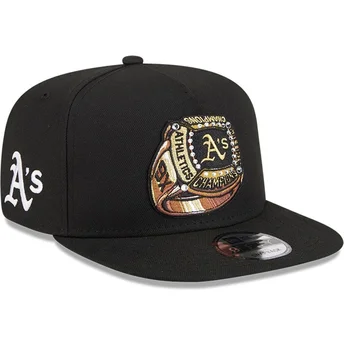 Cappello piatto nero snapback 9FIFTY A Frame Ring degli Oakland Athletics MLB di New Era