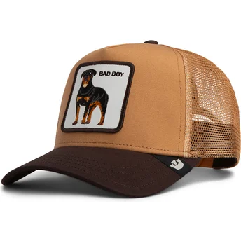Cappellino trucker marrone per bambino cane rottweiler Bad Boy Mini The Farm di Goorin Bros.