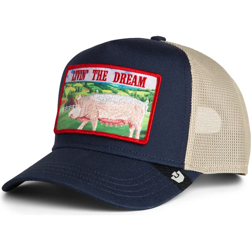cappellino-trucker-blu-marino-maiale-livin-the-dream-greener-grass-the-farm-di-goorin-bros