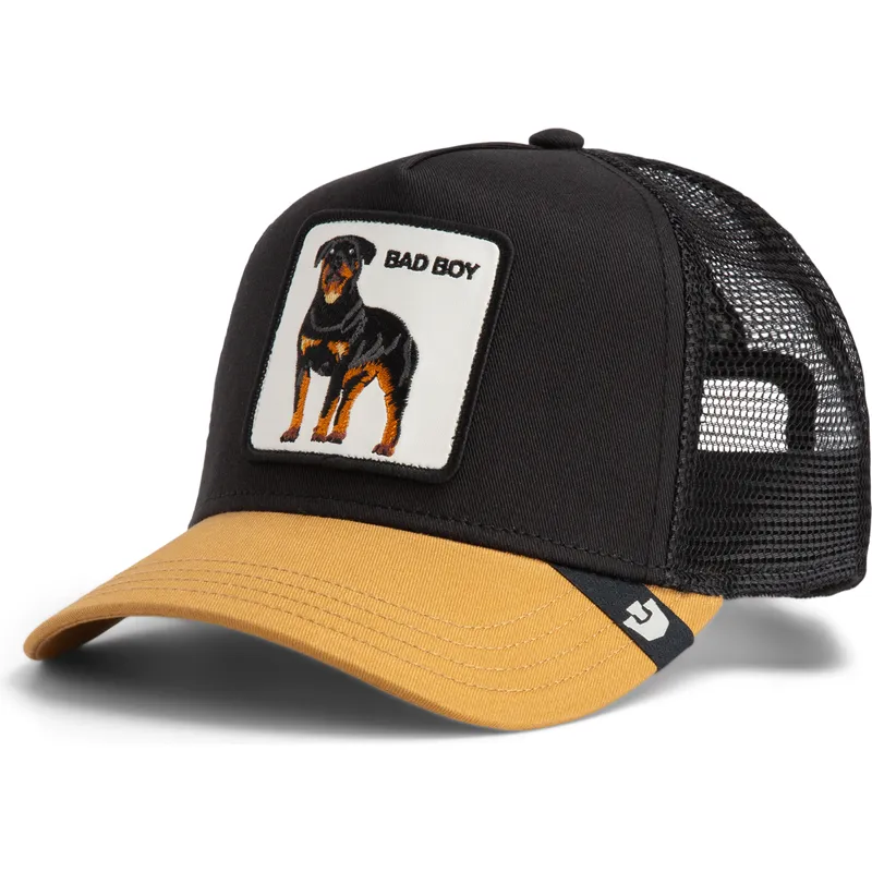 gorra-trucker-negra-y-marron-perro-rottweiler-bad-boy-the-farm-de-goorin-bros