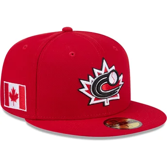 Gorra plana roja ajustada 59FIFTY Canada 2026 World Baseball Classic de New Era